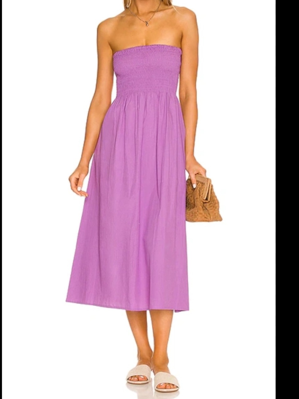 Faithful the Brand Smocked Sundress Purple Pockets Spaghetti Straps Maxi Dress